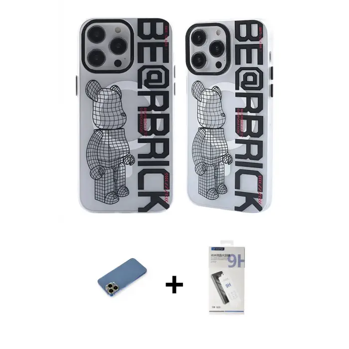 ieg™ iPhone 12 Pro Max Kılıf Nova Doku Koleksiyonu - Şeffaf Uv Polymer Nano Ekran Koruyucu + Shine Kamera Lens Koruma Cam - GD