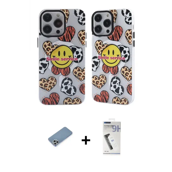 ieg™ iPhone 12 Pro Max Kılıf Nova Doku Koleksiyonu - Şeffaf Uv Polymer Nano Ekran Koruyucu + Shine Kamera Lens Koruma Cam - GS