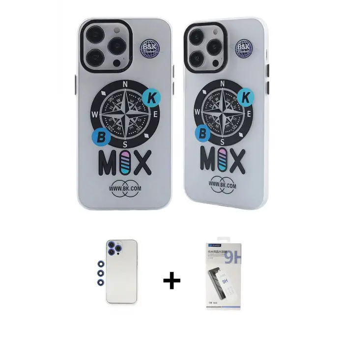 ieg™ iPhone 12 Pro Max Kılıf Nova Doku Koleksiyonu - Şeffaf Uv Polymer Nano Ekran Koruyucu + Shine Kamera Lens - LT