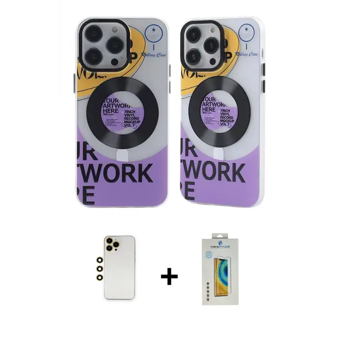 ieg™ iPhone 12 Pro Max Kılıf Nova Doku Koleksiyonu - Siyah Polymer Nano Ekran Koruyucu + Shine Kamera Lens - GD