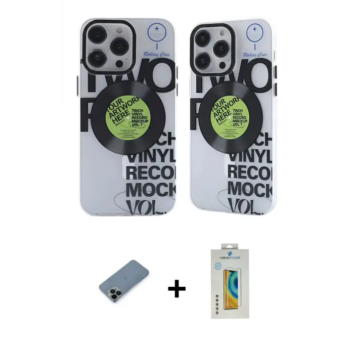 ieg™ iPhone 12 Pro Max Kılıf Nova Doku Koleksiyonu - Siyah Polymer Nano Ekran Koruyucu + Shine Kamera Lens Koruma Cam - SH
