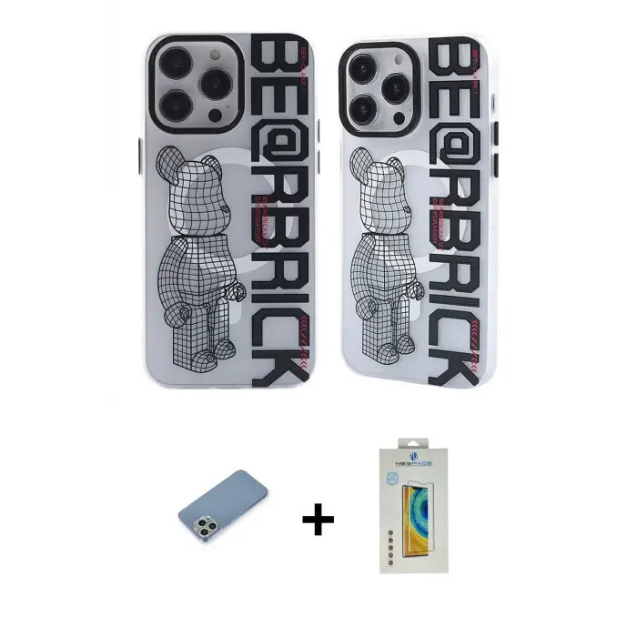 ieg™ iPhone 12 Pro Max Kılıf Nova Doku Koleksiyonu - Siyah Polymer Nano Ekran Koruyucu + Shine Kamera Lens Koruma Cam - GS