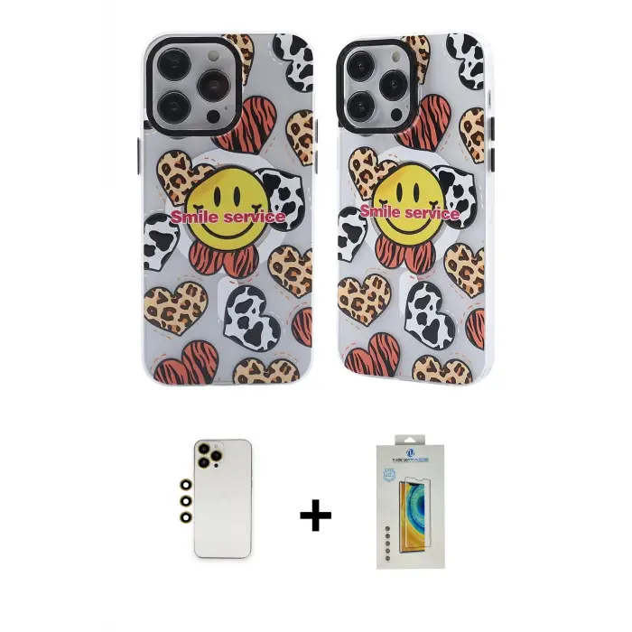 ieg™ iPhone 12 Pro Max Kılıf Nova Doku Koleksiyonu - Siyah Polymer Nano Ekran Koruyucu + Shine Kamera Lens - GD
