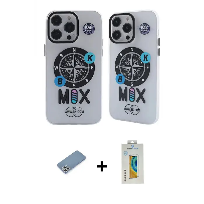 ieg™ iPhone 12 Pro Max Kılıf Nova Doku Koleksiyonu - Siyah Polymer Nano Ekran Koruyucu + Shine Kamera Lens Koruma Cam - GS