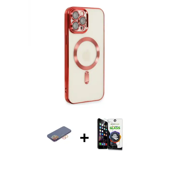 ieg™ iPhone 12 Pro Max Kılıf Nova Işık Özel Seri - Şeffaf Temperli Cam Ekran Koruyucu + Renkli Kamera Lens Koruma Cam - TU