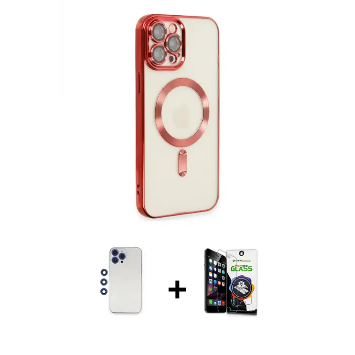 ieg™ iPhone 12 Pro Max Kılıf Nova Işık Özel Seri - Şeffaf Temperli Cam Ekran Koruyucu + Shine Kamera Lens - LT