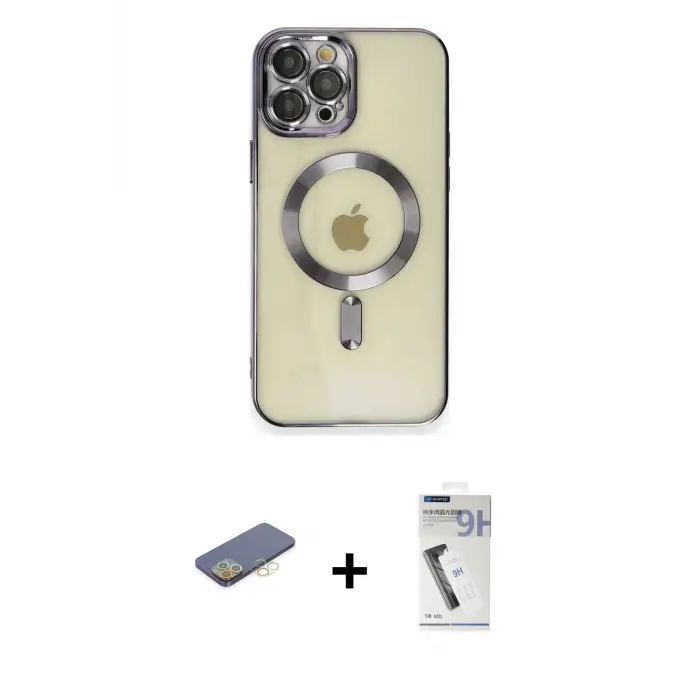 ieg™ iPhone 12 Pro Max Kılıf Nova Işık Özel Seri - Şeffaf Uv Polymer Nano Ekran Koruyucu + Renkli Kamera Lens Koruma Cam - SI