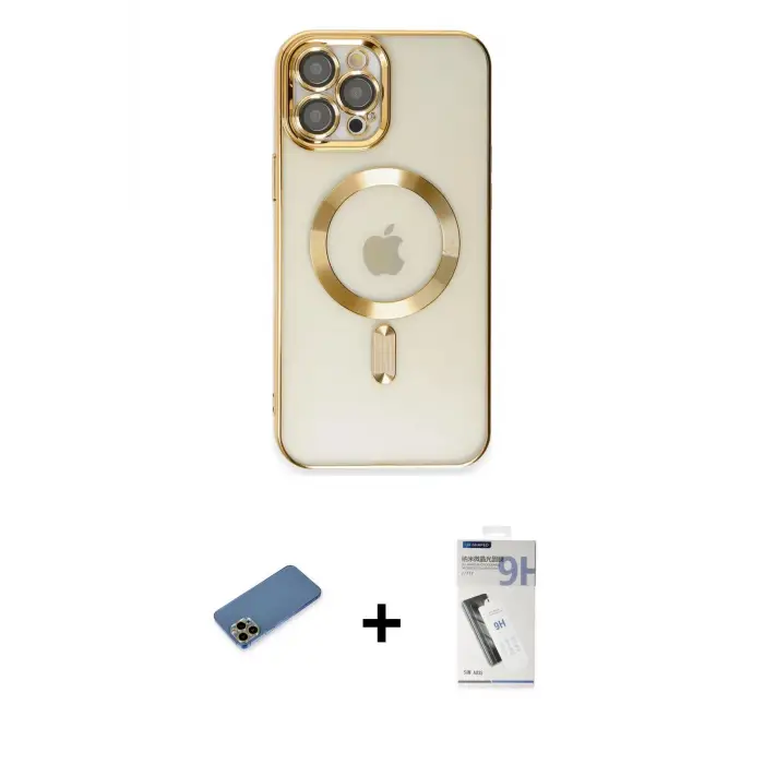 ieg™ iPhone 12 Pro Max Kılıf Nova Işık Özel Seri - Şeffaf Uv Polymer Nano Ekran Koruyucu + Shine Kamera Lens Koruma Cam - GD