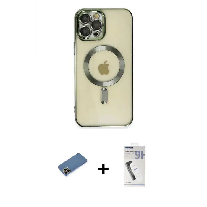 ieg™ iPhone 12 Pro Max Kılıf Nova Işık Özel Seri - Şeffaf Uv Polymer Nano Ekran Koruyucu + Shine Kamera Lens Koruma Cam - GD