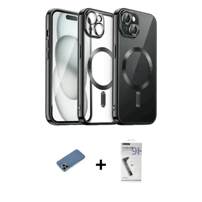 ieg™ iPhone 12 Pro Max Kılıf Nova Işık Özel Seri - Şeffaf Uv Polymer Nano Ekran Koruyucu + Shine Kamera Lens Koruma Cam - GD