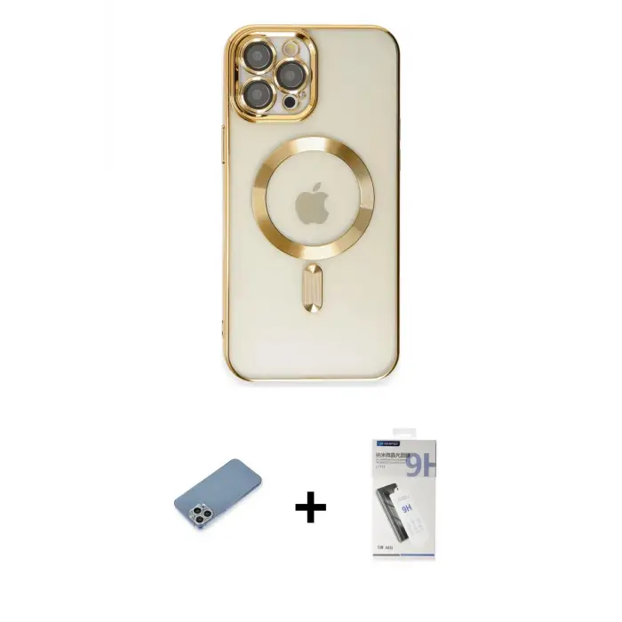ieg™ iPhone 12 Pro Max Kılıf Nova Işık Özel Seri - Şeffaf Uv Polymer Nano Ekran Koruyucu + Shine Kamera Lens Koruma Cam - GS