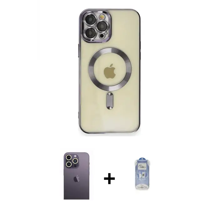 ieg™ iPhone 12 Pro Max Kılıf Nova Işık Özel Seri - Siyah Joko Magic 5D Cam + Neon Fosforlu Kamera Lens - BZ