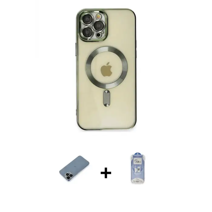 ieg™ iPhone 12 Pro Max Kılıf Nova Işık Özel Seri - Siyah Joko Magic 5D Cam + Shine Kamera Lens Koruma Cam - SH