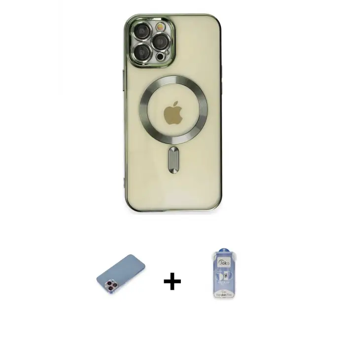 ieg™ iPhone 12 Pro Max Kılıf Nova Işık Özel Seri - Siyah Joko Magic 5D Cam + Shine Kamera Lens Koruma Cam - PE