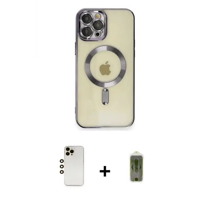 ieg™ iPhone 12 Pro Max Kılıf Nova Işık Özel Seri - Siyah Joko Magic 5D Hayalet Cam + Shine Kamera Lens - GD