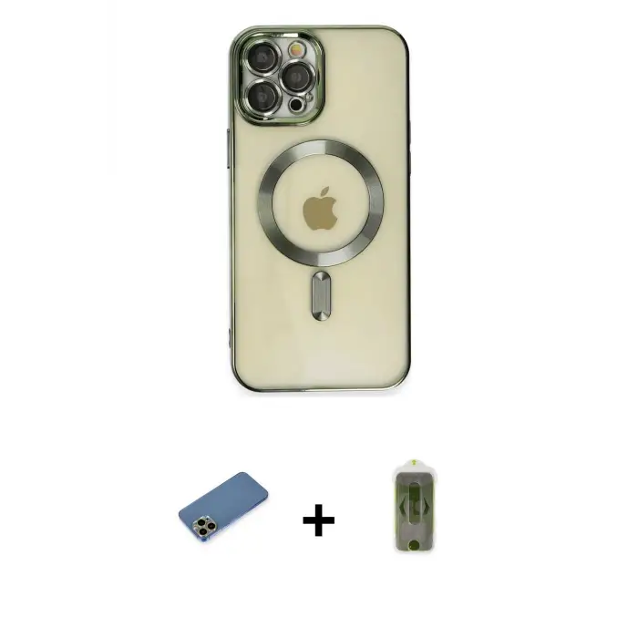 ieg™ iPhone 12 Pro Max Kılıf Nova Işık Özel Seri - Siyah Joko Magic 5D Hayalet Cam + Shine Kamera Lens Koruma Cam - GD