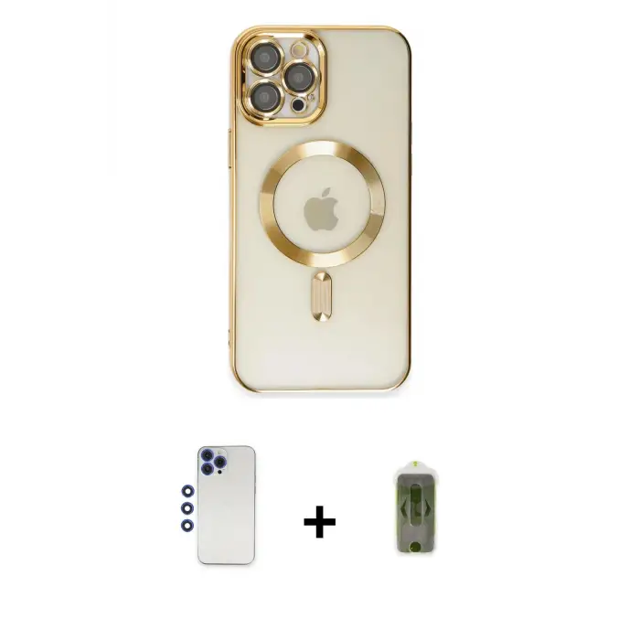 ieg™ iPhone 12 Pro Max Kılıf Nova Işık Özel Seri - Siyah Joko Magic 5D Hayalet Cam + Shine Kamera Lens - LT