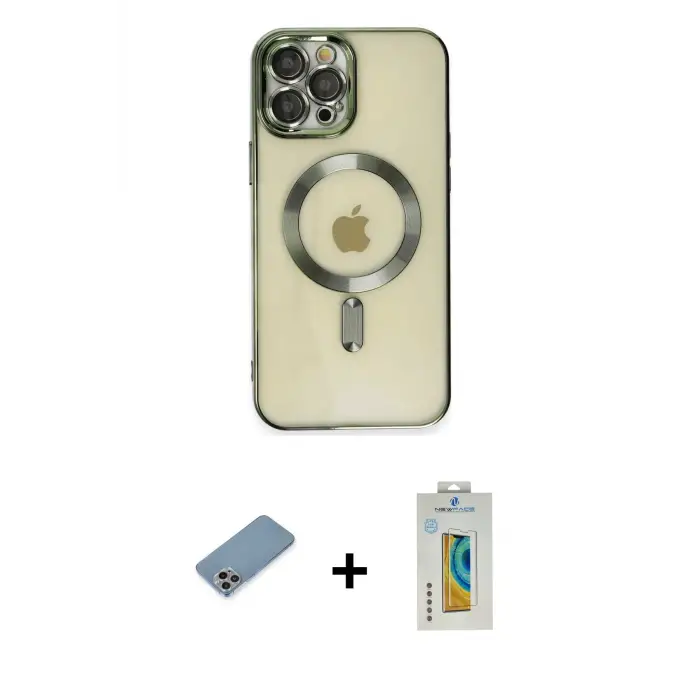 ieg™ iPhone 12 Pro Max Kılıf Nova Işık Özel Seri - Siyah Polymer Nano Ekran Koruyucu + Shine Kamera Lens Koruma Cam - GI