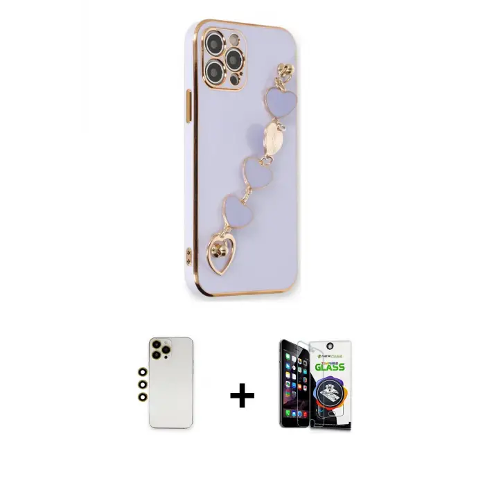 ieg™ iPhone 12 Pro Max Kılıf Nova Işık Prime - Şeffaf Temperli Cam Ekran Koruyucu + Shine Kamera Lens - GD