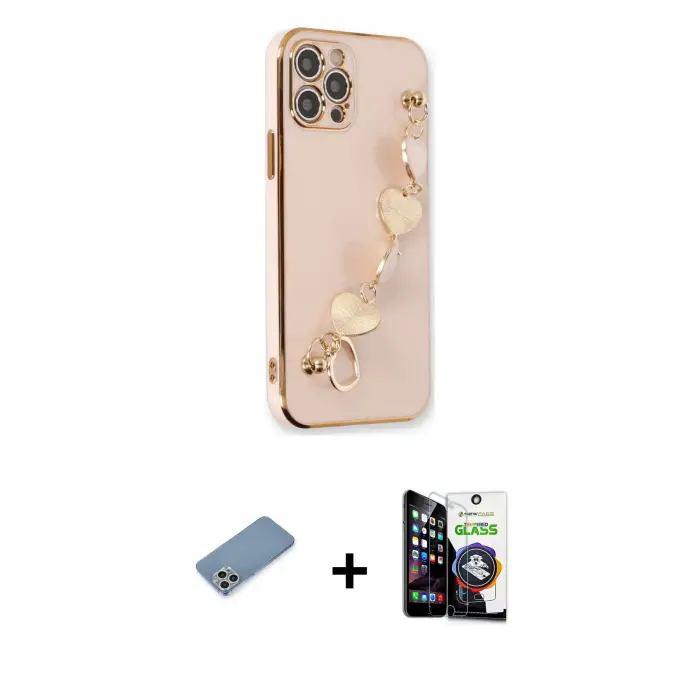 ieg™ iPhone 12 Pro Max Kılıf Nova Işık Prime - Şeffaf Temperli Cam Ekran Koruyucu + Shine Kamera Lens Koruma Cam - GS