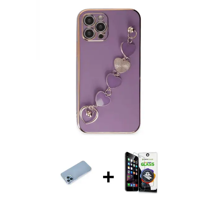 ieg™ iPhone 12 Pro Max Kılıf Nova Işık Prime - Şeffaf Temperli Cam Ekran Koruyucu + Shine Kamera Lens Koruma Cam - MI