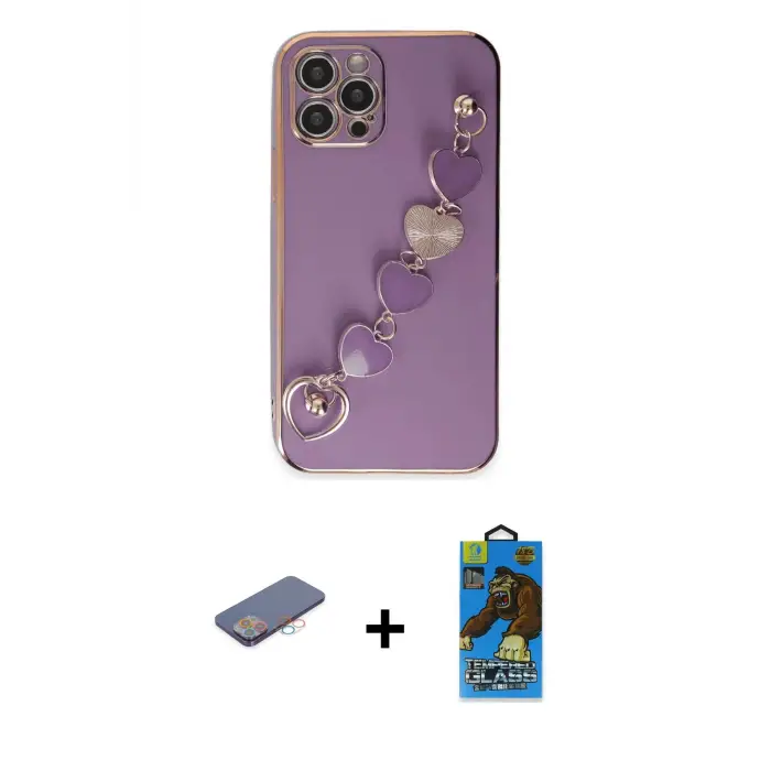 ieg™ iPhone 12 Pro Max Kılıf Nova Işık Prime - Siyah 18D Cam Ekran Koruyucu + Renkli Kamera Lens Koruma Cam - PE