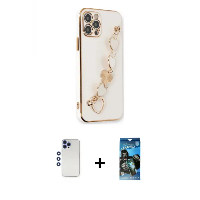 ieg™ iPhone 12 Pro Max Kılıf Nova Işık Prime - Siyah 34D Izgaralı Cam + Shine Kamera Lens - LT