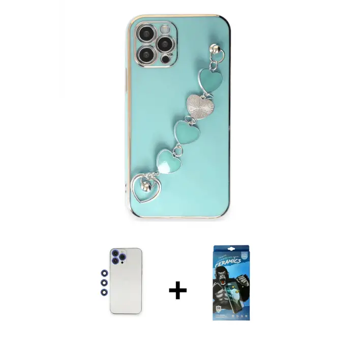 ieg™ iPhone 12 Pro Max Kılıf Nova Işık Prime - Siyah 34D Izgaralı Cam + Shine Kamera Lens - LT