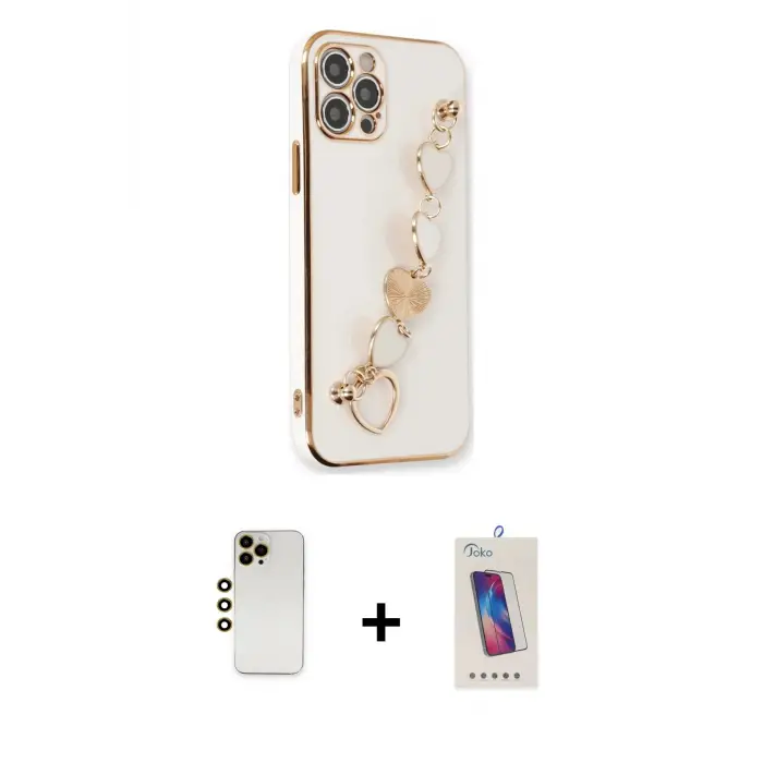 ieg™ iPhone 12 Pro Max Kılıf Nova Işık Prime - Siyah Joko 5D Cam + Shine Kamera Lens - GD