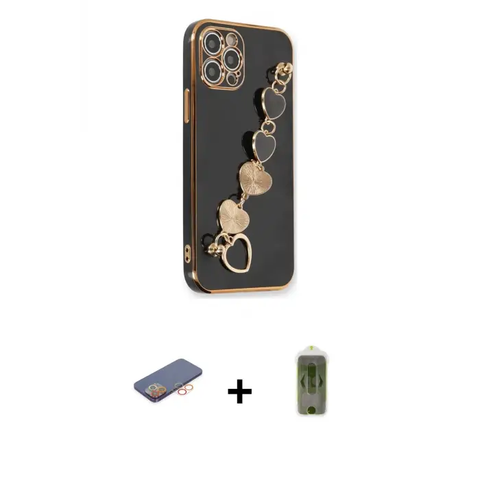 ieg™ iPhone 12 Pro Max Kılıf Nova Işık Prime - Siyah Joko Magic 5D Hayalet Cam + Renkli Kamera Lens Koruma Cam - TU