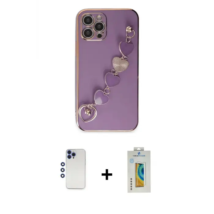 ieg™ iPhone 12 Pro Max Kılıf Nova Işık Prime - Siyah Polymer Nano Ekran Koruyucu + Shine Kamera Lens - LT
