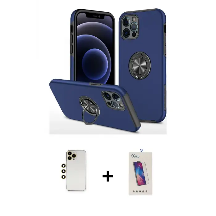ieg™ iPhone 12 Pro Max Kılıf Odak Form Prime - Siyah Joko 5D Cam + Shine Kamera Lens - GD
