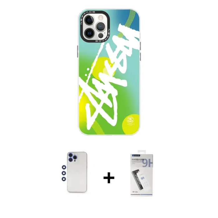 ieg™ iPhone 12 Pro Max Kılıf Siluet Çizgi Koleksiyonu - Şeffaf Uv Polymer Nano Ekran Koruyucu + Shine Kamera Lens - LT