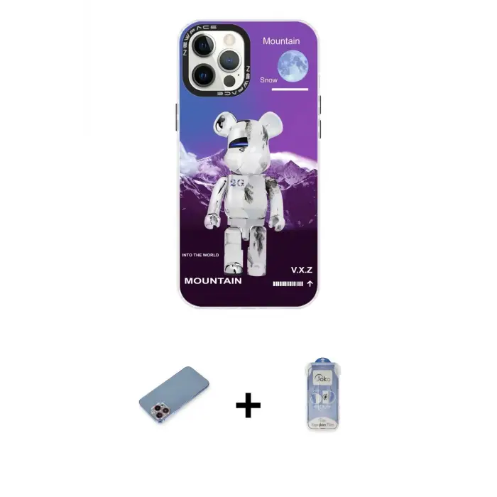 ieg™ iPhone 12 Pro Max Kılıf Siluet Çizgi Koleksiyonu - Siyah Joko Magic 5D Cam + Shine Kamera Lens Koruma Cam - PE