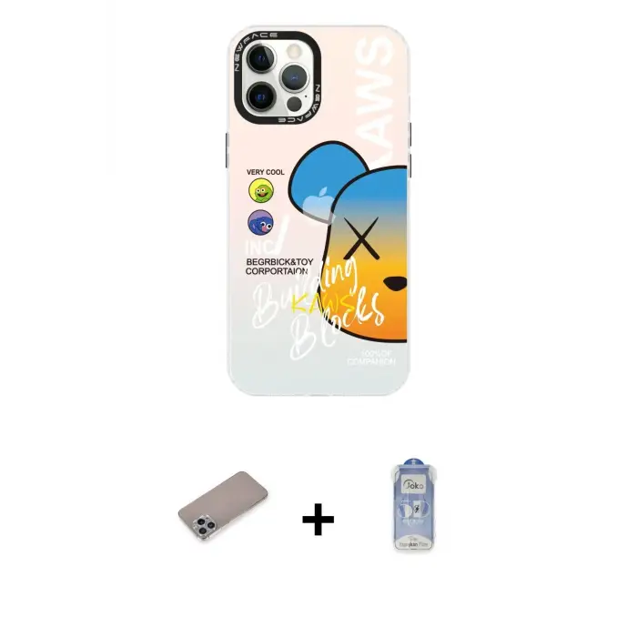 ieg™ iPhone 12 Pro Max Kılıf Siluet Çizgi Koleksiyonu - Siyah Joko Magic 5D Cam + Shine Kamera Lens Koruma Cam - SABE