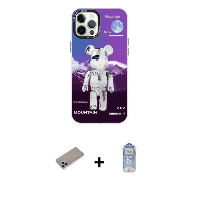 ieg™ iPhone 12 Pro Max Kılıf Siluet Çizgi Koleksiyonu - Siyah Joko Magic 5D Cam + Shine Kamera Lens Koruma Cam - SABE