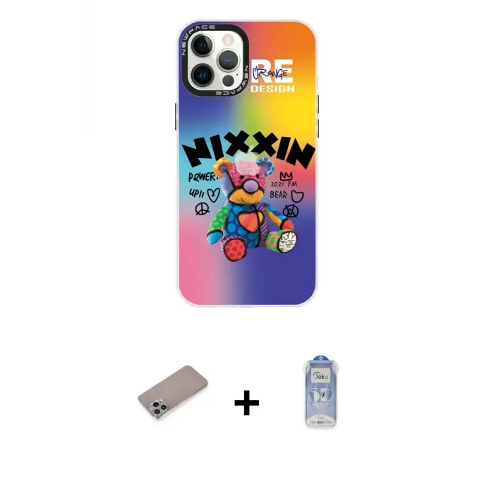 ieg™ iPhone 12 Pro Max Kılıf Siluet Çizgi Koleksiyonu - Siyah Joko Magic 5D Cam + Shine Kamera Lens Koruma Cam - SABE