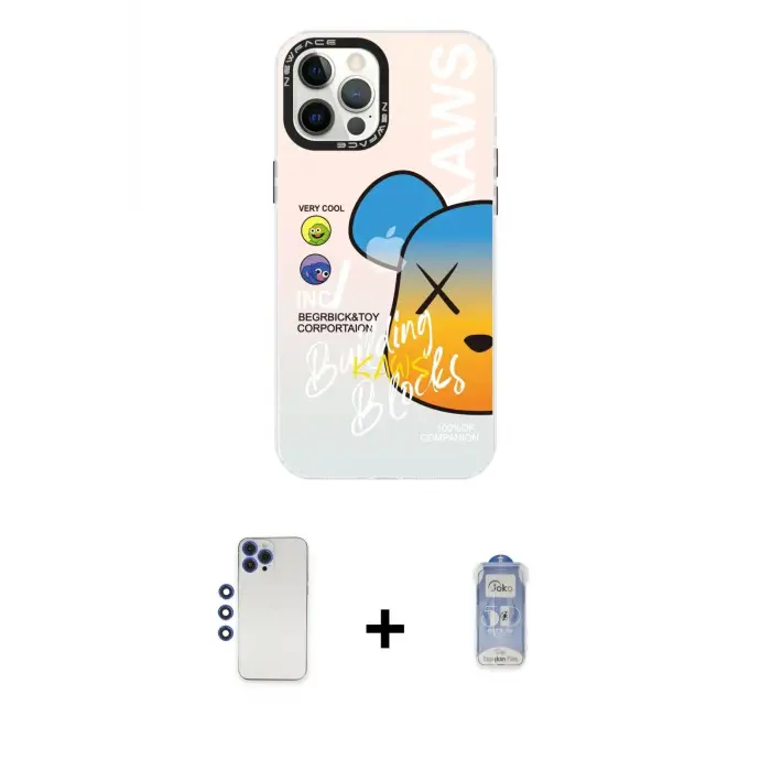 ieg™ iPhone 12 Pro Max Kılıf Siluet Çizgi Koleksiyonu - Siyah Joko Magic 5D Cam + Shine Kamera Lens - LT