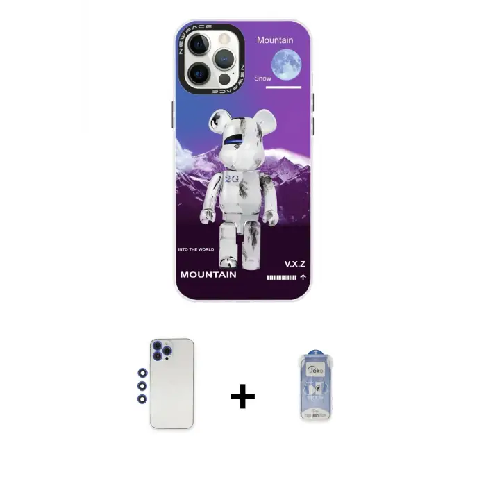 ieg™ iPhone 12 Pro Max Kılıf Siluet Çizgi Koleksiyonu - Siyah Joko Magic 5D Cam + Shine Kamera Lens - LT