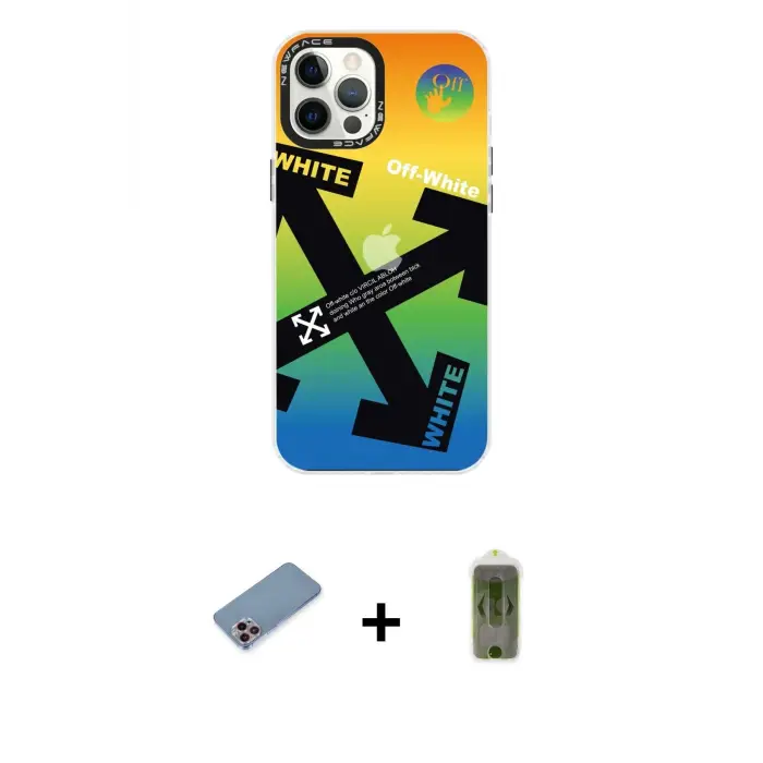 ieg™ iPhone 12 Pro Max Kılıf Siluet Çizgi Koleksiyonu - Siyah Joko Magic 5D Hayalet Cam + Shine Kamera Lens Koruma Cam - PE