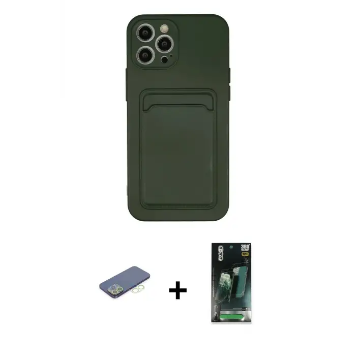 ieg™ iPhone 12 Pro Max Kılıf Vadi Çizgi Prime - Şeffaf 360 Full Body Arka Koruyucu + Renkli Kamera Lens Koruma Cam - YL
