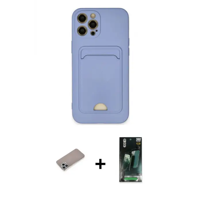ieg™ iPhone 12 Pro Max Kılıf Vadi Çizgi Prime - Şeffaf 360 Full Body Arka Koruyucu + Shine Kamera Lens Koruma Cam - SABE