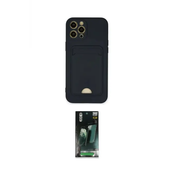 ieg™ iPhone 12 Pro Max Kılıf Vadi Çizgi Prime - Siyah 360 Mat Full Body Arka Koruyucu