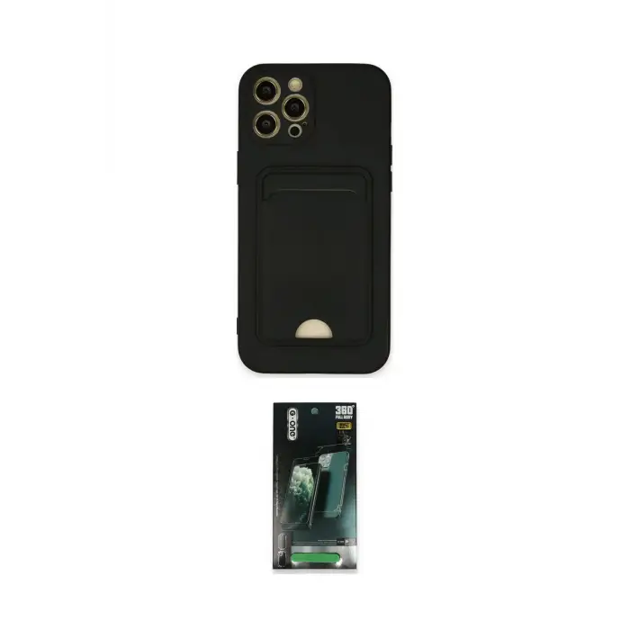 ieg™ iPhone 12 Pro Max Kılıf Vadi Çizgi Prime - Siyah 360 Mat Full Body Arka Koruyucu