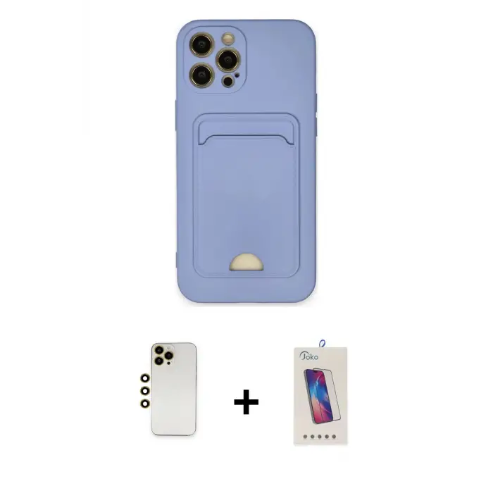 ieg™ iPhone 12 Pro Max Kılıf Vadi Çizgi Prime - Siyah Joko 5D Cam + Shine Kamera Lens - GD