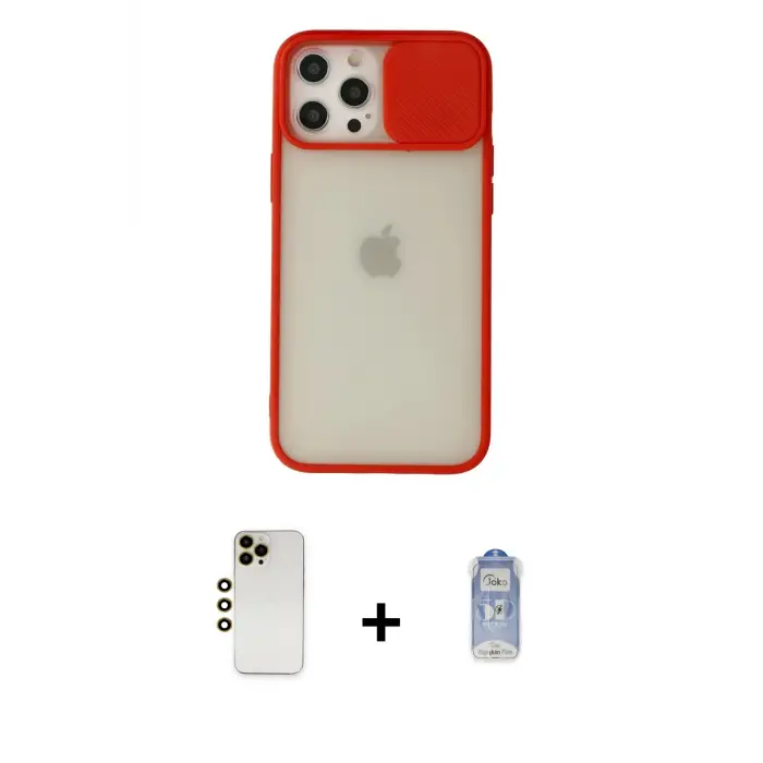 ieg™ iPhone 12 Pro Max Kılıf Vadi Çizgi - Siyah Joko Magic 5D Cam + Shine Kamera Lens - GD