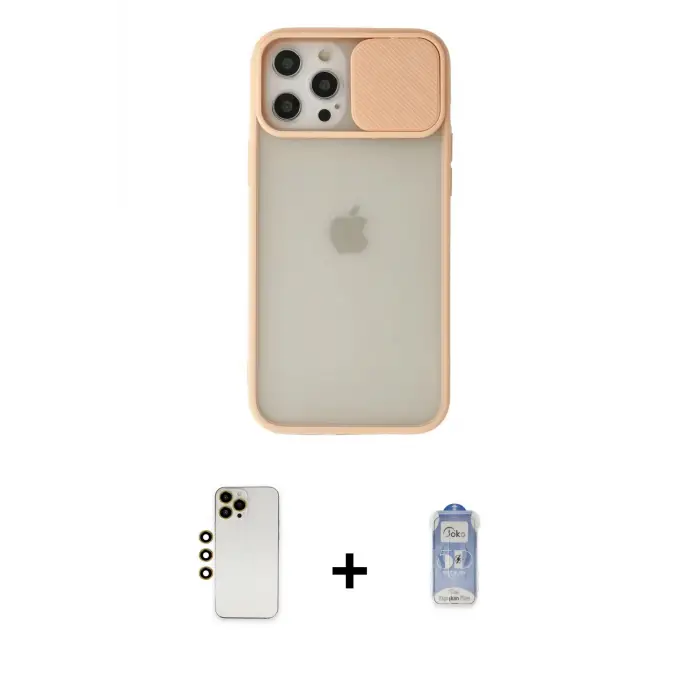 ieg™ iPhone 12 Pro Max Kılıf Vadi Çizgi - Siyah Joko Magic 5D Cam + Shine Kamera Lens - GD