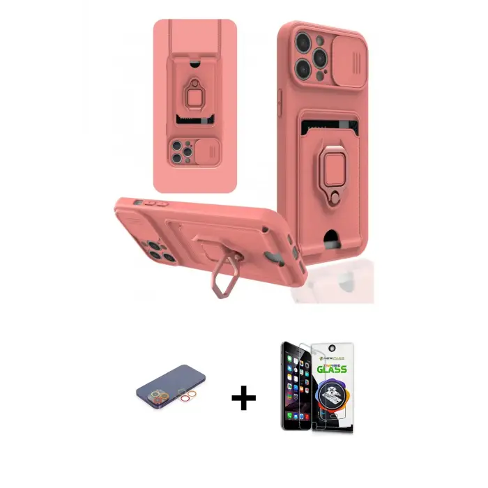 ieg™ iPhone 12 Pro Max Kılıf Vadi Form Prime - Şeffaf Temperli Cam Ekran Koruyucu + Renkli Kamera Lens Koruma Cam - TU