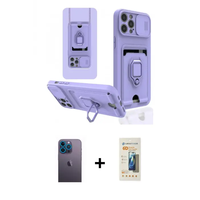 ieg™ iPhone 12 Pro Max Kılıf Vadi Form Prime - Siyah 6D Mat Seramik Hayalet Nano Ekran Koruyucu + Neon Fosforlu Kamera Lens - MI