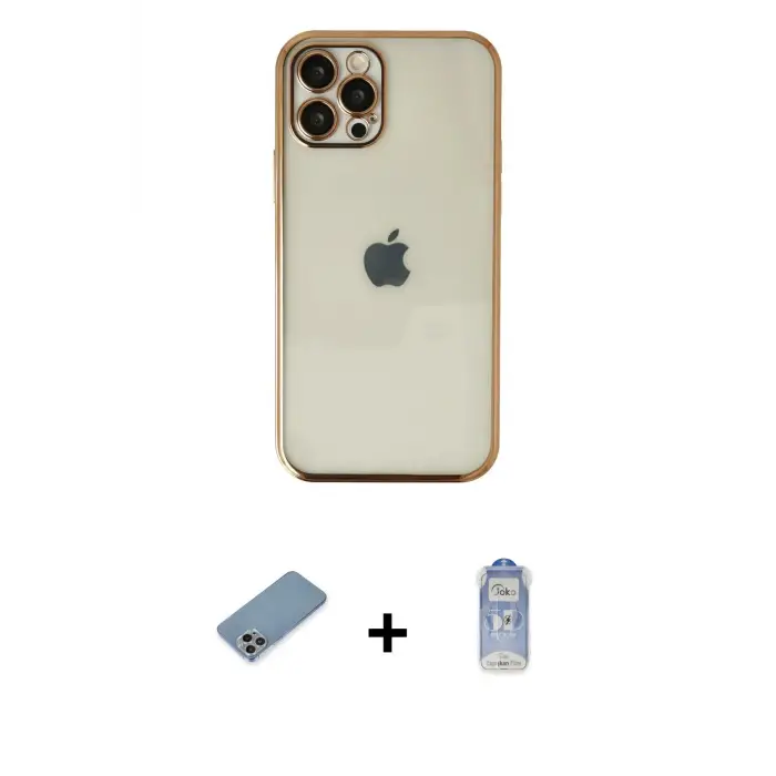 ieg™ iPhone 12 Pro Max Kılıf Vadi Minimal - Siyah Joko Magic 5D Cam + Shine Kamera Lens Koruma Cam - GI